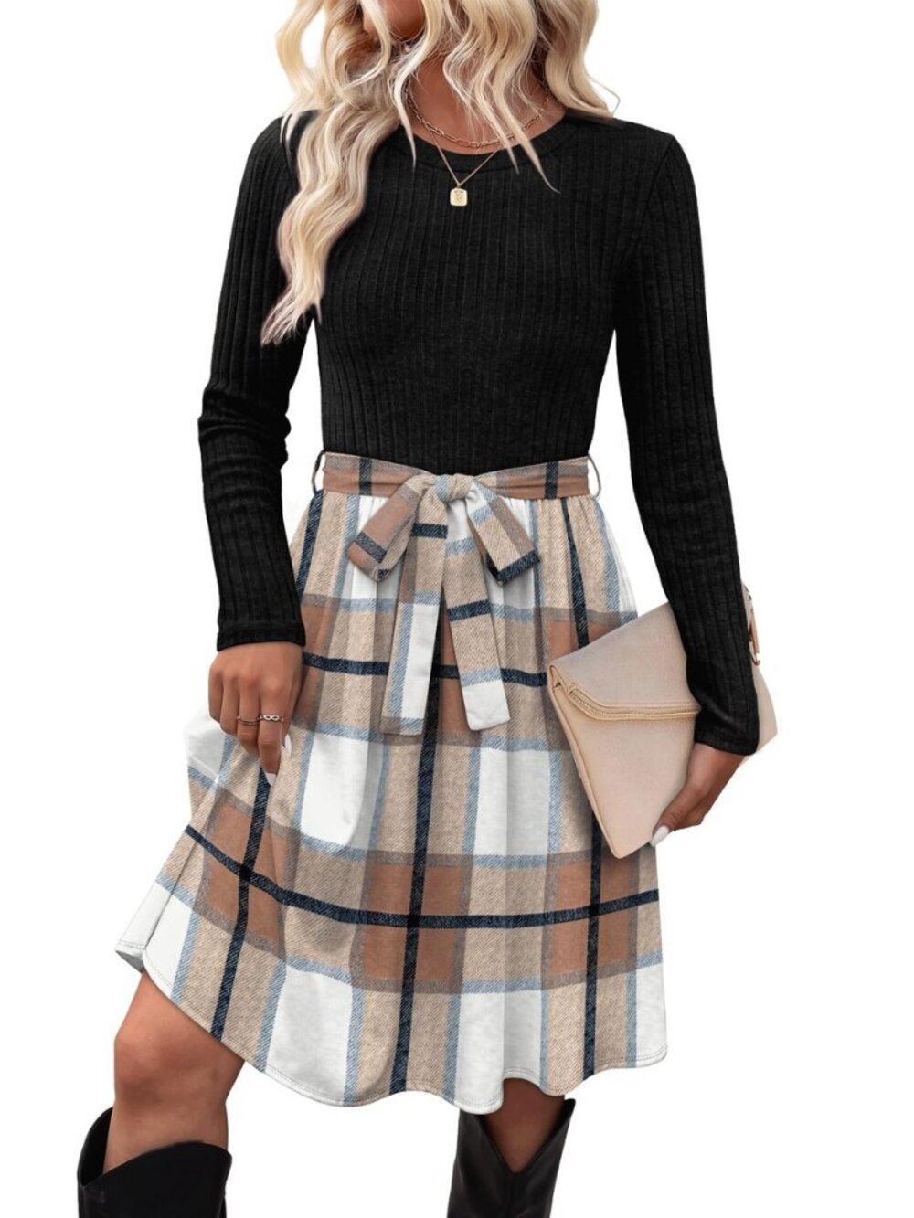 Fall Dresses for Women Long Sleeve Sweater Dress with Pockets